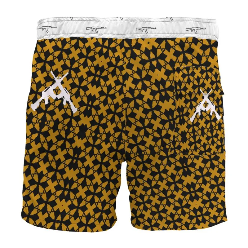 #s106 cnl Board Shorts gun print