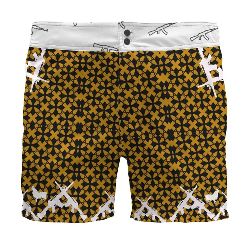 #s106 cnl Board Shorts gun print