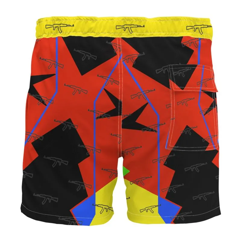 #s110 cnl Board Shorts gun print red/yello, blk