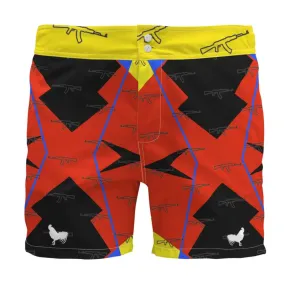 #s110 cnl Board Shorts gun print red/yello, blk