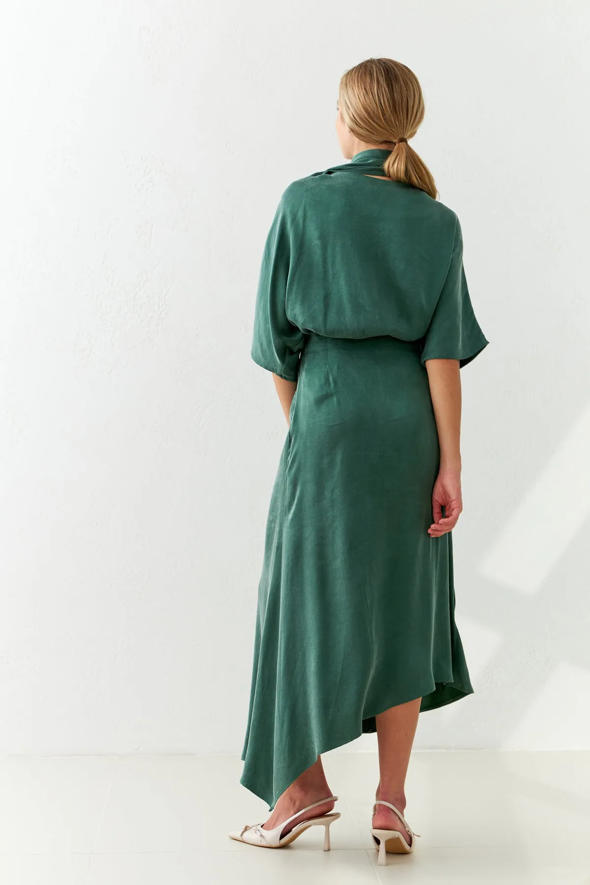 Setre Asymmetrical Gathered Skirt Green