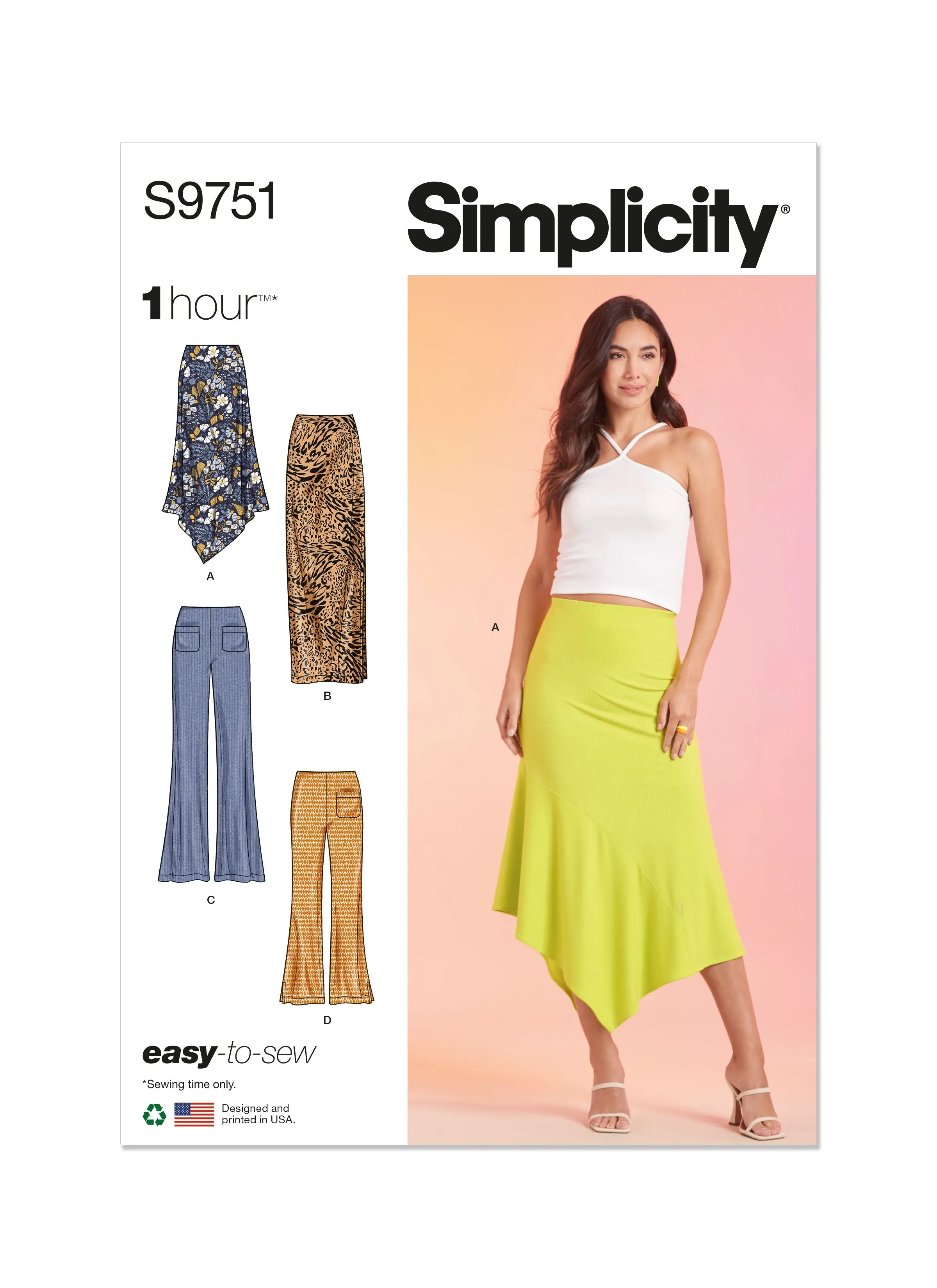 Simplicity 9751 sewing pattern Misses' Knit Skirts and Trousers