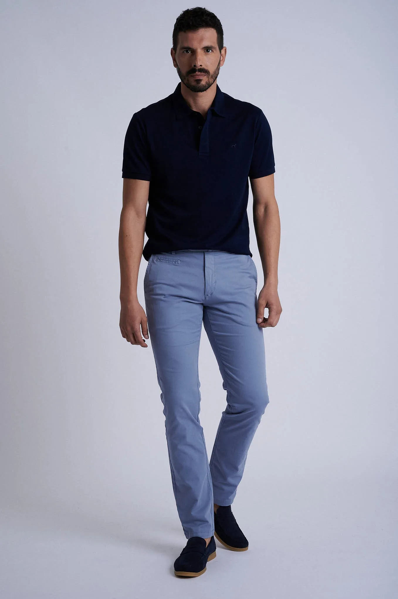 Slim fit garment dye chino in Cotton Elastane