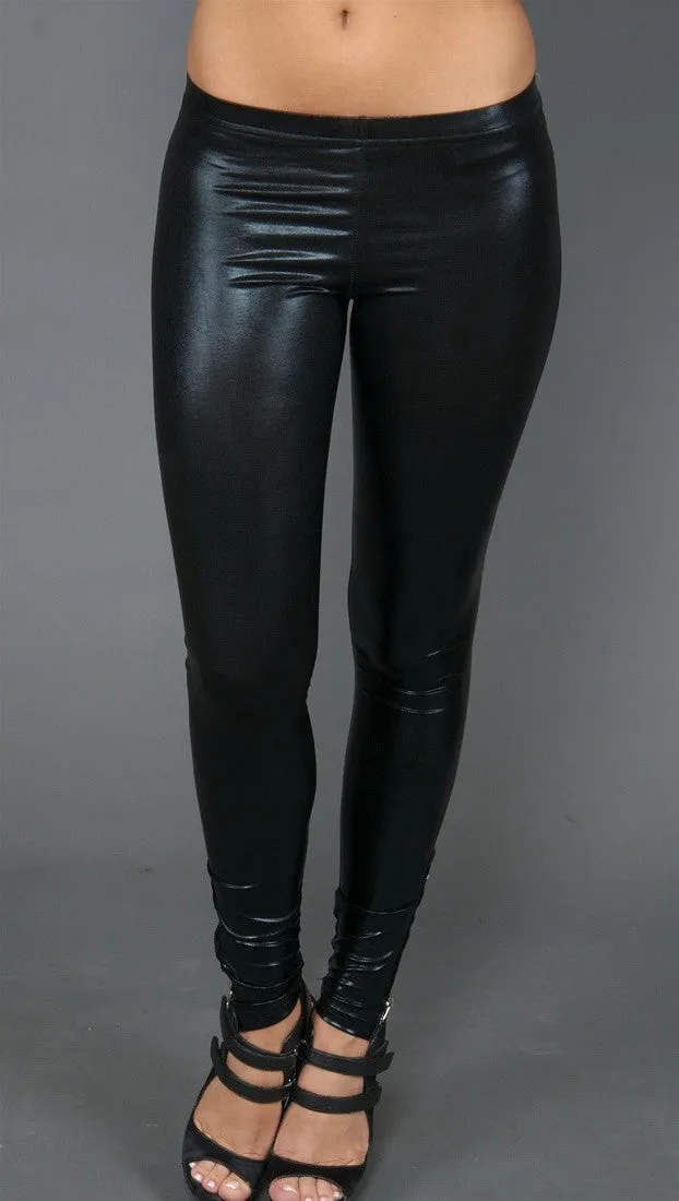 So Nikki Pleather Leggings w/ Zipper