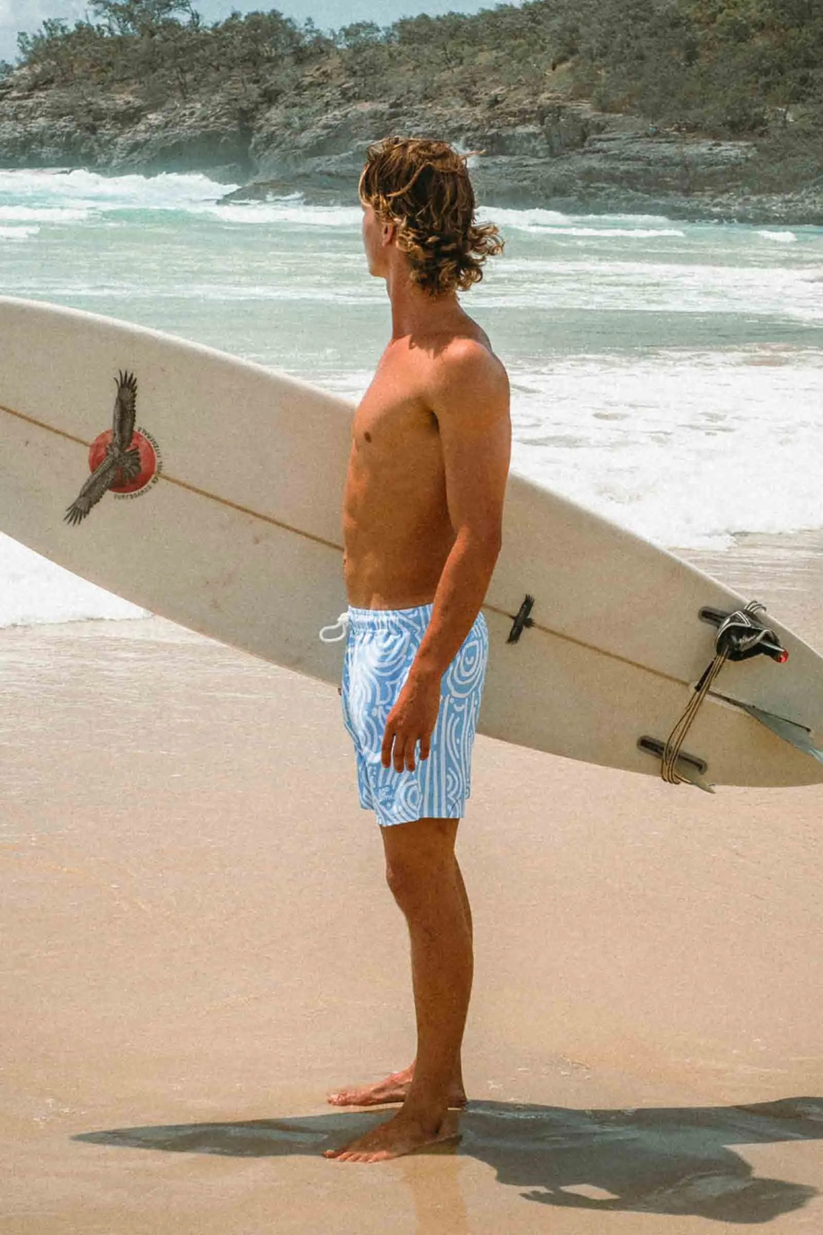 Spirit Waves Beach Boardies Blue White (100% recycled)