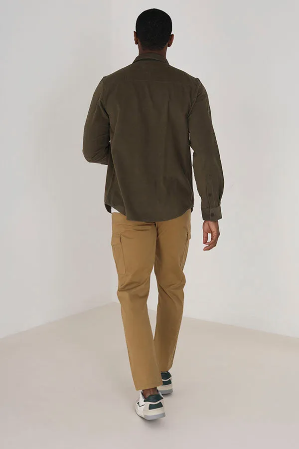 STONE COTTON TWILL CARGO CHINO STYLE TROUSERS