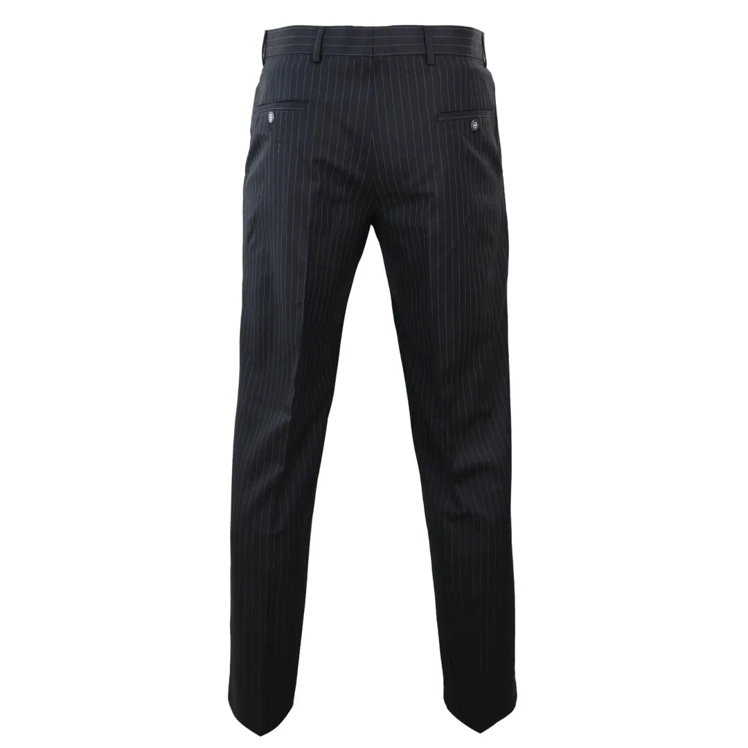 STZ42 - Men's Black Pinstripe Trousers