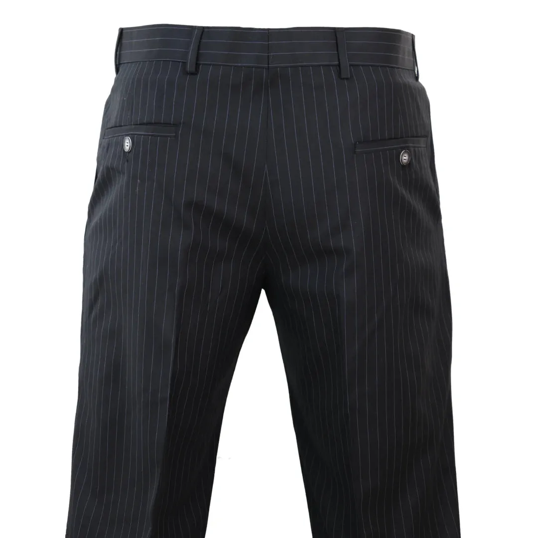 STZ42 - Men's Black Pinstripe Trousers