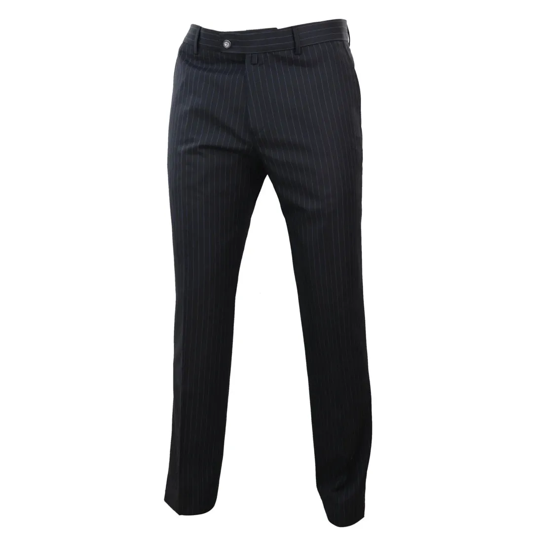 STZ42 - Men's Black Pinstripe Trousers