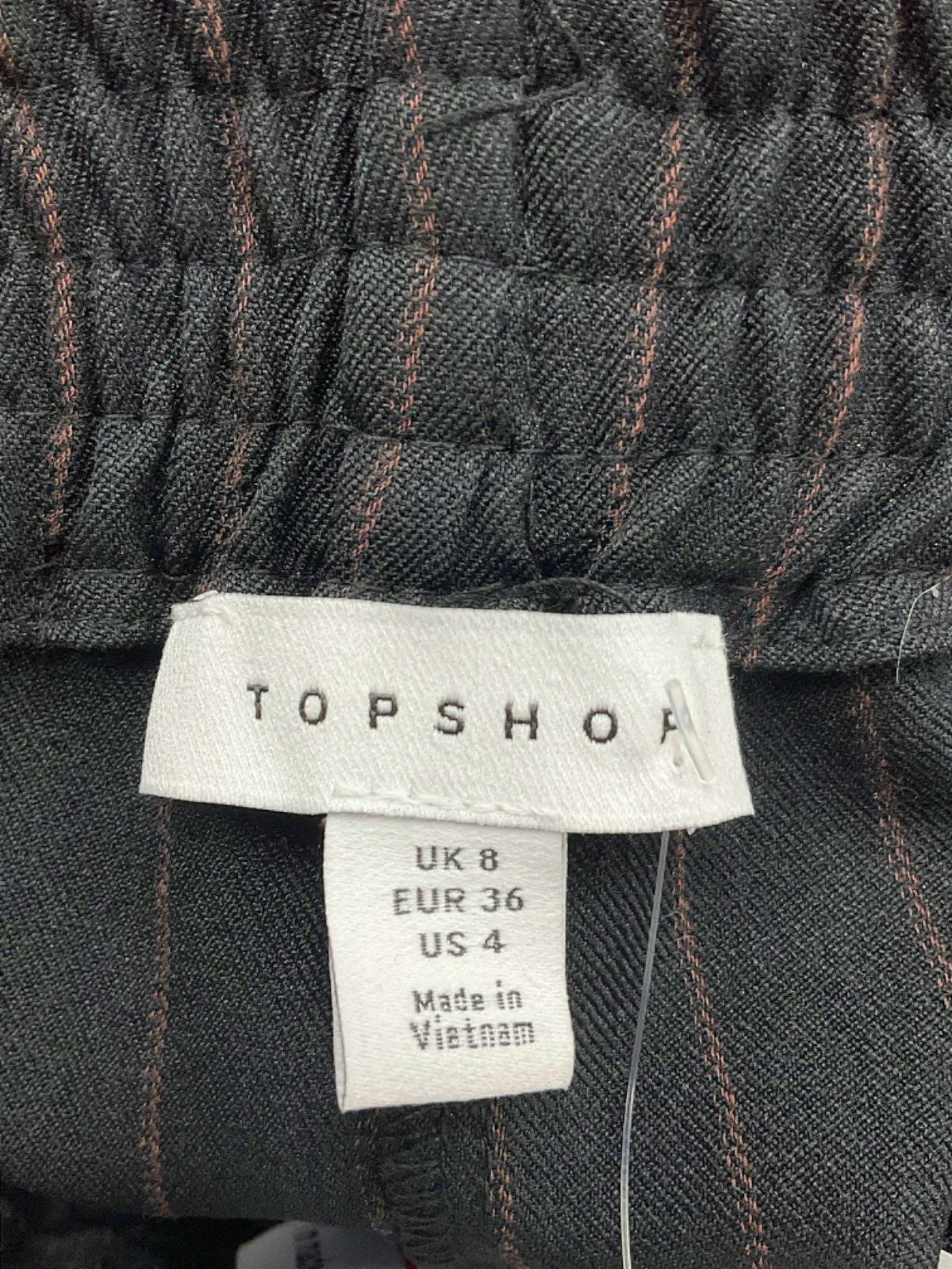 Topshop Black Pinstripe Trousers UK 8