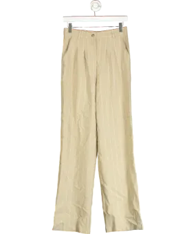 Urban Outfitters Beige Pinstripe Ama Wide Leg Trousers UK S