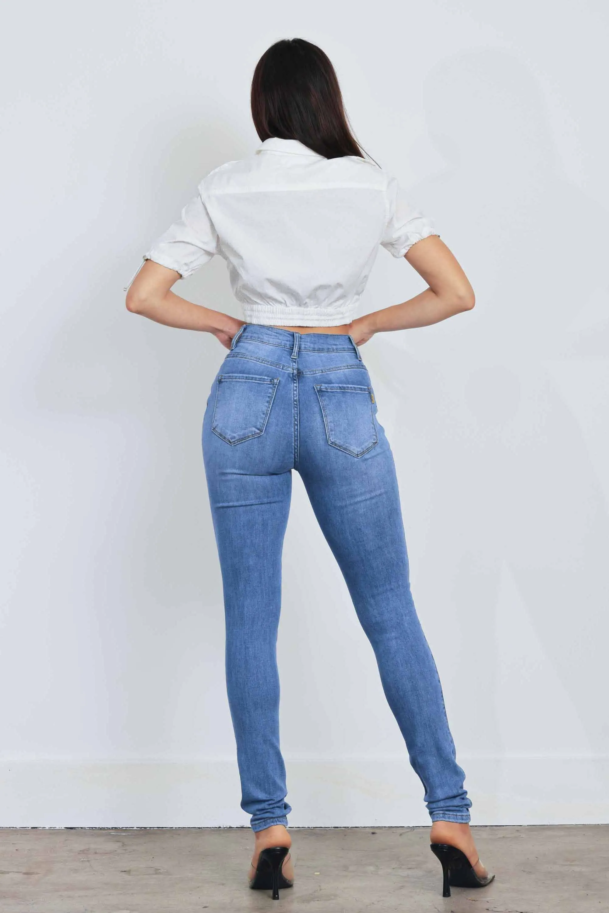 Whisker Wash Skinny Jeans