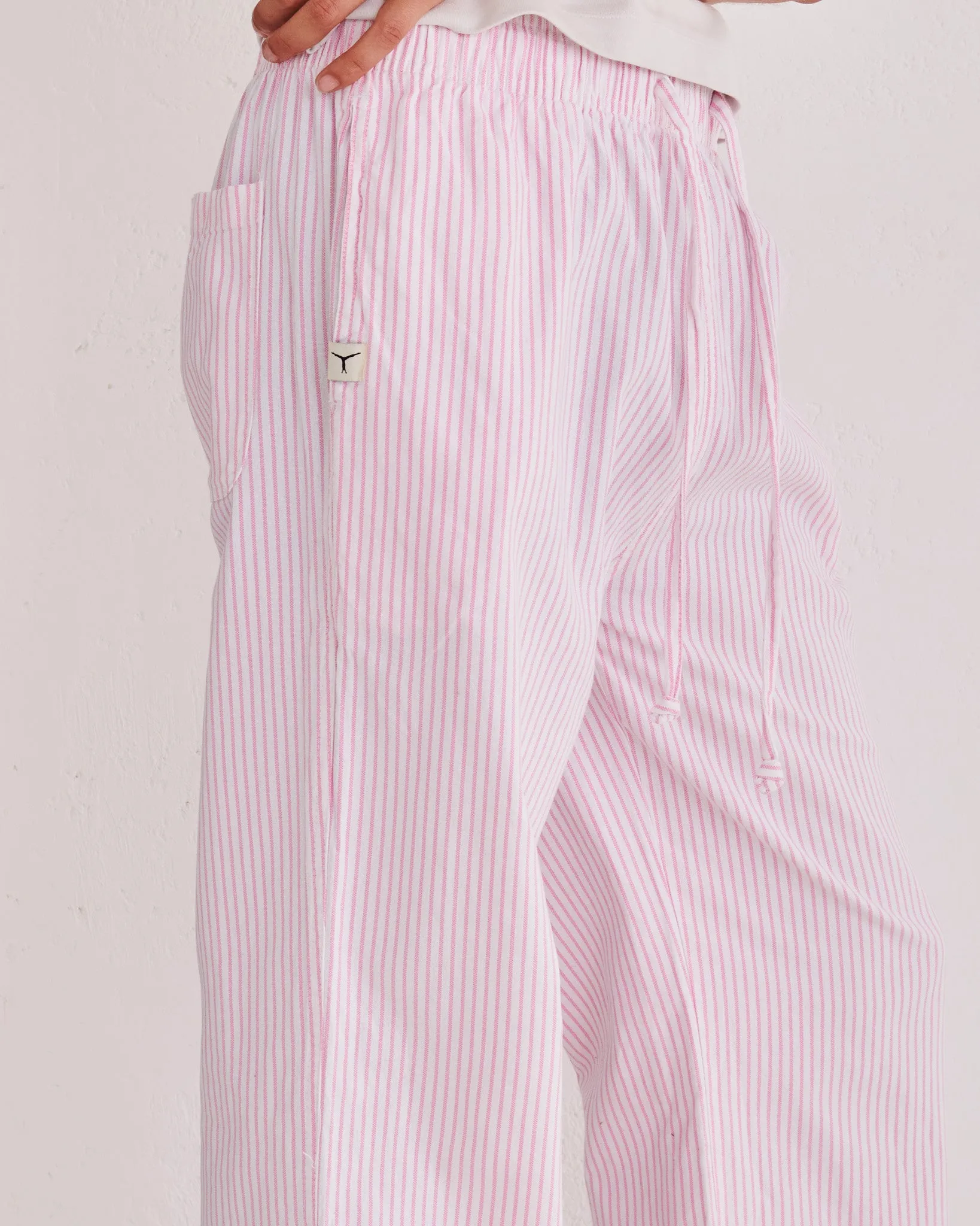 White & Pink Pinstripe Trousers