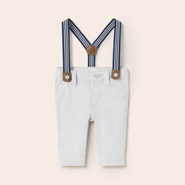 WHITE TROUSERS WITH SUSPENDER FOR BABY BOYS