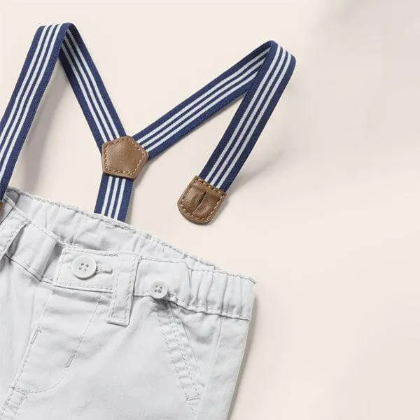 WHITE TROUSERS WITH SUSPENDER FOR BABY BOYS