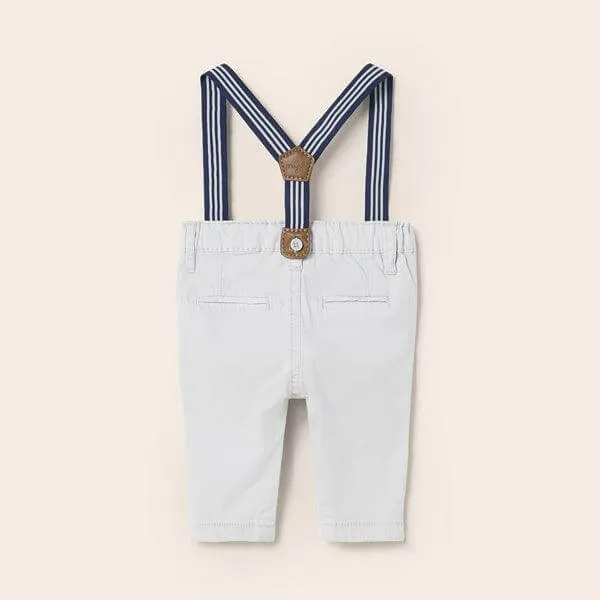 WHITE TROUSERS WITH SUSPENDER FOR BABY BOYS