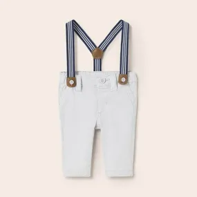 WHITE TROUSERS WITH SUSPENDER FOR BABY BOYS